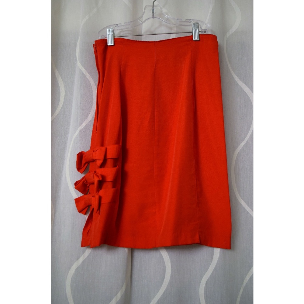 Vintage Red Ribbon Bow Knee Length Pencil Skirt